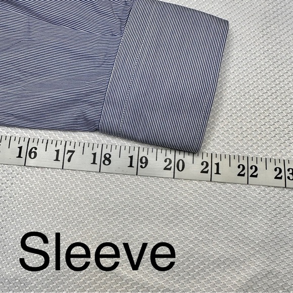 Massimo Dutti Slim Fit Navy Blue Strip Cotton Shirt Sz17 - Picture 6 of 6